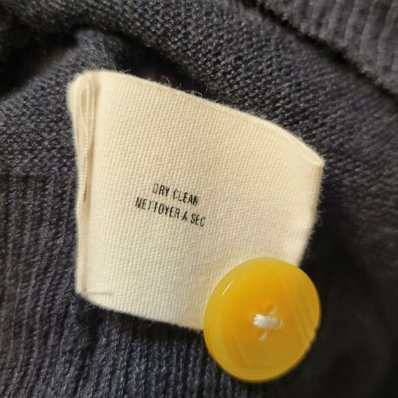 Sparrow Anthropologie Navy Blue Polka Dot Accent Cardigan Sweater Silk Linen - Picture 9 of 10